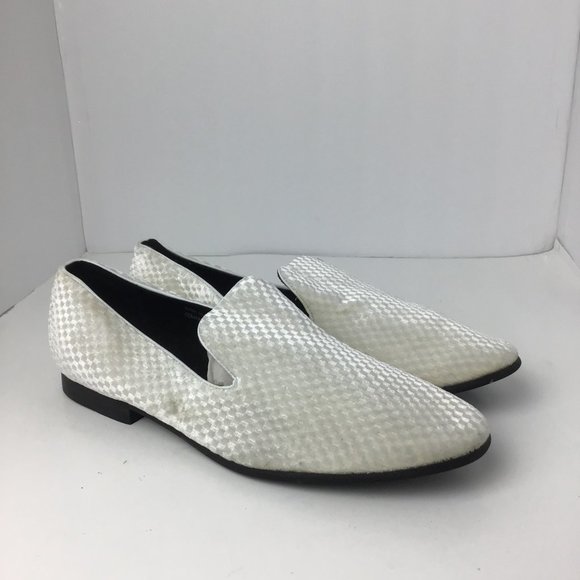 white velvet loafers